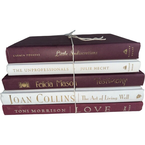 Vintage Hardcover Book Decor BURGUNDY+ WHITE Shelf Staging Props Home Decor - Picture 14 of 15